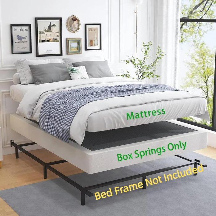 Queen Box Springs 9 Inch Heavy Duty Metal Box Spring Mattress Foundation 3000Lbs Max Weight Capacity/Non-Slip/No Noise/Easy Assembly/Easy Clean Cover
