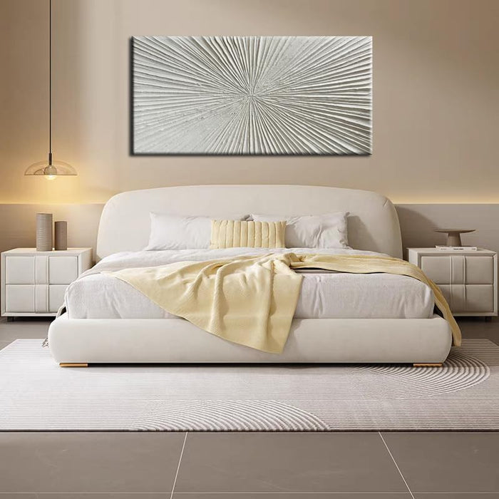 - White Thick Texture Abstract Wall Art Oil Painting Hand-Painted Minimalist Modern Art Paintings Home Living Room Room Dining Room Bedroom Wall Decorative Art Oil Painting 24X48Inch