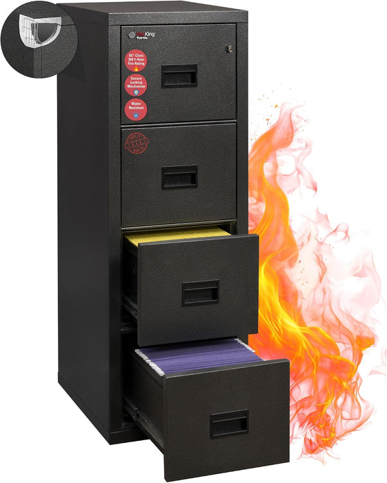 Turtle Vertical 4 Drawer Fire Rated File Cabinet, Black