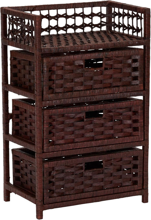 Woven 3 Drawer Chest with Cutout Handles
