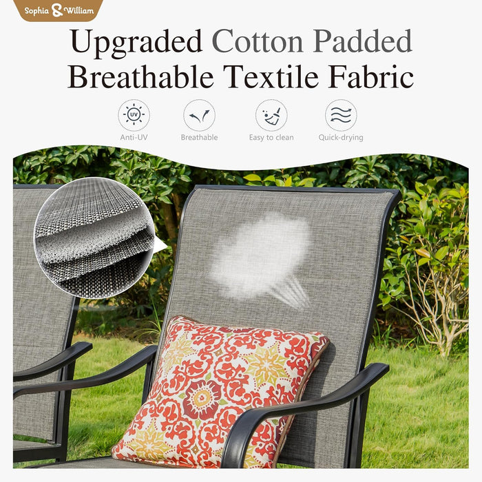 Patio Furniture Set Large Square Dining Table for 8 with Swivel Chairs Padded Textilene 9 Pieces Outdoor & Lawn Garden All Weather, Grayish Brown-Padded Textilene, 60''