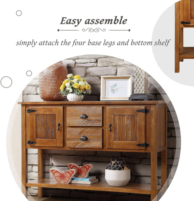 Brown Rustic Wood Sideboard 46Inch Storage Cabinet