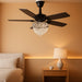 Black 42Inch Chandelier Ceiling Fan App Smart Lighting