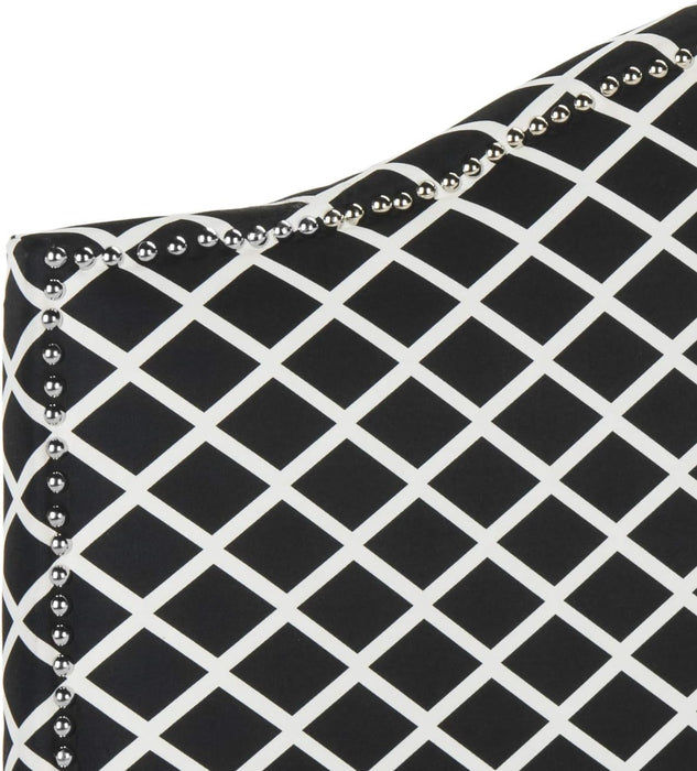 Mercer Collection Connie Black and White Lattice Silver Nailhead Headboard (Twin)