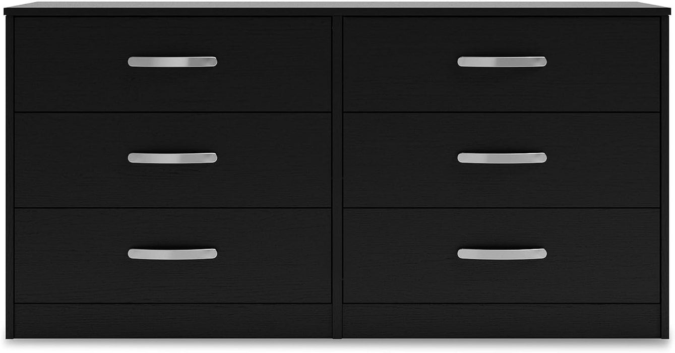 Black Contemporary Six Drawer Dresser Ball Bearing