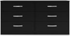 Black Contemporary Six Drawer Dresser Ball Bearing