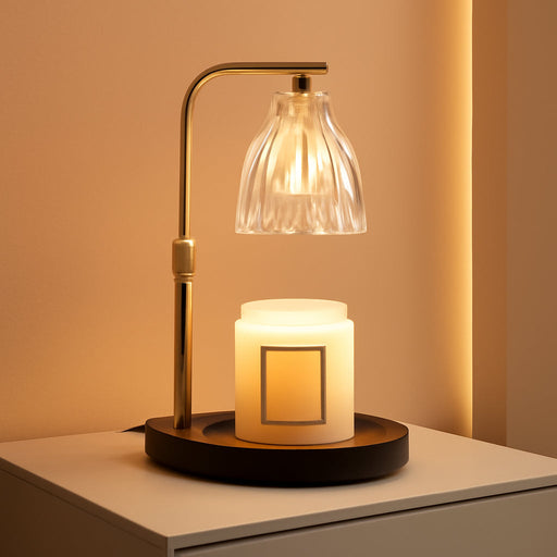 Candle Warmer Lamp with Timer, Dimmable Candle Lamp with Adjustable Height, Birthday Gifts for Women Mom, House Warming Gifts New Home, Candle Lamp Warmer for Jar Candles with 2 Bulbs - Wood