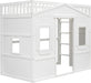 White Twin Size Loft Bed With EntertainmentCenterDisplay
