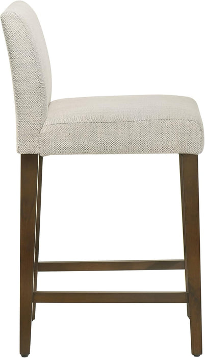 Counter Height Bar Stools Set of 3, 27" H Seat Height Upholstered Barstools, Fabric in Ivory