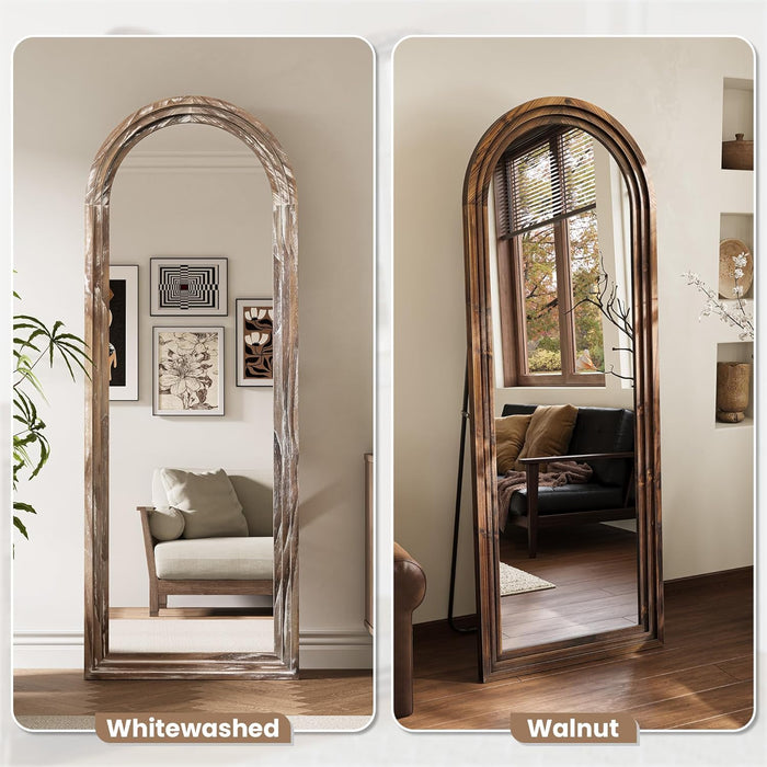 Arched Full Length Floor Mirror 63x21Inches Walnut