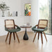 Set of 4 Green Rattan Dining Chairs - Mid Century Modern Dining Chairs with Walnut Bentwood Frame, Ergonomic Rattan Back, Curved Arms, Versatile for Living Room/Conference/Kitchen (Walnut Green)