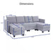 Modular Convertible U-Shaped Sectional Sofa with Reversible Chaise Sectional Sofa with Ottoman - Linen Upholstery, Gray