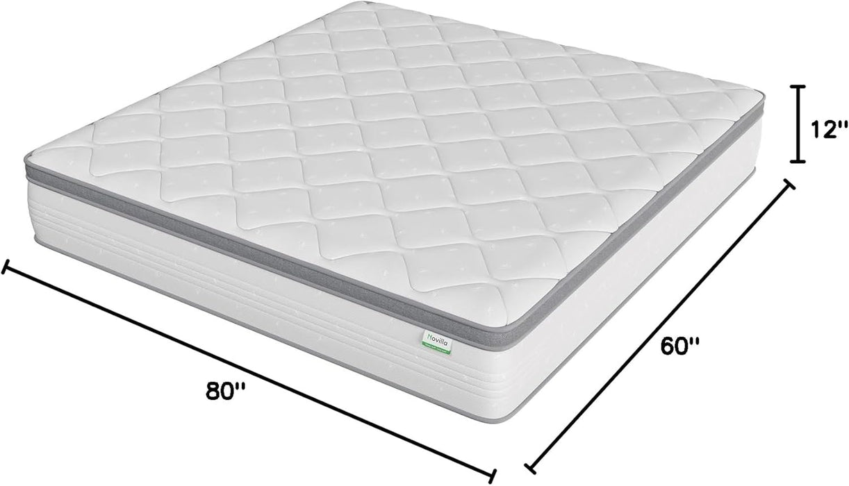 Queen Hybrid Mattress, 12 Inch, Pillow Top, Medium-Soft