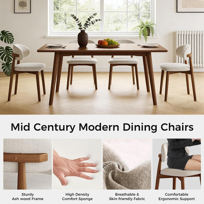 Wooden Dining Chairs Set of 2, Mid Century Modern Side Chairs