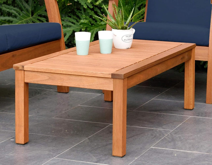 Prescott Patio 4 Piece Conversation Set | Durable Eucalyptus with Natural Finish, Blue