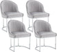 Velvet Dining Chair Set of 4, Modern Upholstered Kitchen Chair with Silver Metal Legs, Kitchen & Dining Room Chairs for Restaurant/Bedroom/Living Room (Grey, Set of 4)