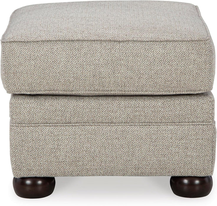 Gaelon Transitional Rectangular Upholstered Ottoman with Bun Legs, Light Brown