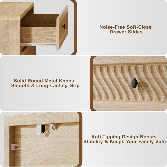 3 Drawer Dresser Set of 2 for Bedroom, 31.3" Wide Wooden Dresser