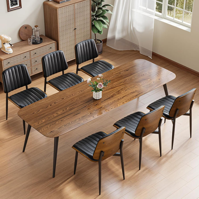 Dining Chairs Set of 2, Mid Century Modern PU Leather Kitchen Chairs