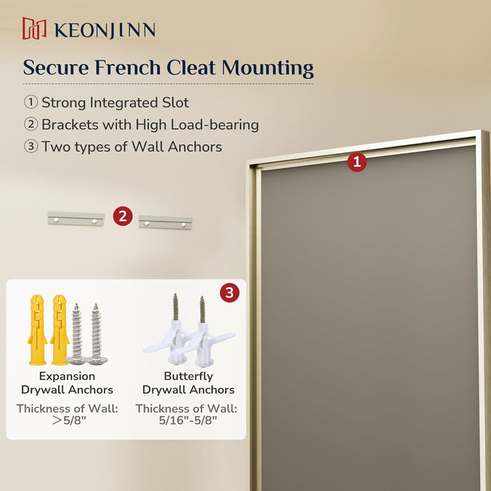 40" X 30" Brushed Nickel Bathroom Vanity Mirror, HD Tempered Glass