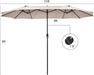15Ft Double-Sided Patio Umbrella, Outdoor Extra Large Umbrella W/Hand-Crank System & Air Vents, Market Twin Umbrella W/ 12-Rib Sturdy Metal Frame for Poolside, Garden Backyard (Beige)