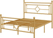 Queen Size Metal Platform Bed Frame, Victorian Headboard, Gold