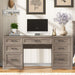 Farmhouse Executive Desk with File Drawer, Home Office Desk with Ample Storage, Rustic Office Desk with Spacious Tabletop for Work, Grey