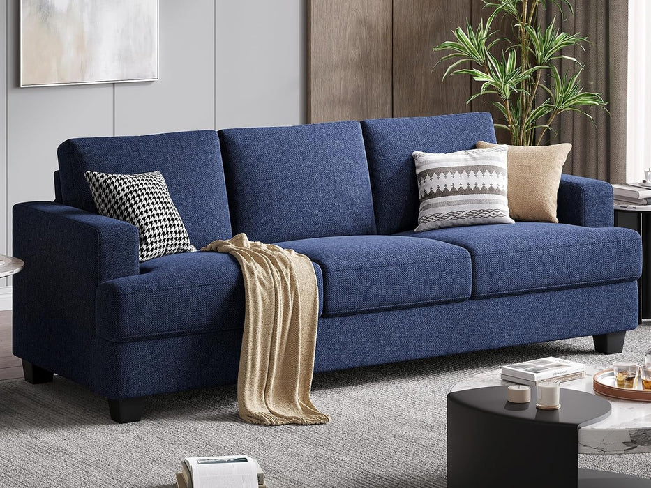 89 Inch 3-Seater Modern Navy Blue Sofa with Deep Seats