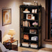 Black Freestanding Floorstanding Bookshelf 75 Inch Wood