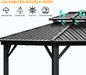 10X12 Hardtop Gazebo on Clearance with Heavy Duty Galvanized Steel Metal Roof, Aluminum Frame,Patio Hard Top Gazebos with Curtains and Netting, Outdoor Permanent Pavillon for Backyard,Black