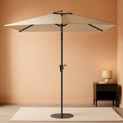 6.6 X 10 Ft Rectangular Patio Umbrella, Outdoor Market Table Umbrella with Push Button Tilt and Crank, Double-Tier Vent, 6 Ribs, Rectangle Patio Umbrella for Backyard, Deck, Pool, Fits 4–6 Chairs and Tables (Beige)