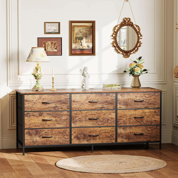 55 inch long dresser Garvee 8 Dresser for Bedroom 55 Inch Wide Horizontal Freestanding Storage Cabinet for Bedroom Living Room Hallway Entryway