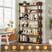 Six Tier Rustic Brown Bookshelf Storage OrganizerPro