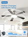 Ceiling Fans with Lights, 52 Inch Sleek Ceiling Fan with Light and Remote Control, 3CCT, Dimmable, Reversible, Noiseless, Black Ceiling Fan for Bedroom, Living Room
