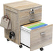 Box File Rolling Mobile Cabinet with Side Pegboard, Maple