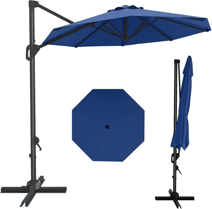 10FT Patio Umbrella Outdoor Large Cantilever Umbrella Market Sun Shade Windproof Offset Umbrella with 360-Degree Rotation for Garden Deck Pool Patio