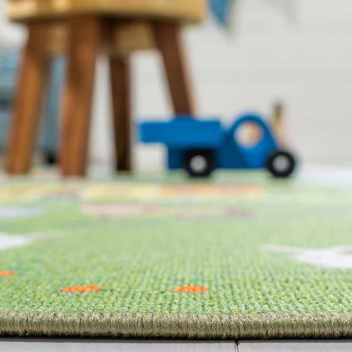 Children's Playhouse Rug SevenFootNineInch X TenFoot Green