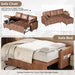 Brown Leather Sleeper Sofa Bed With Storage