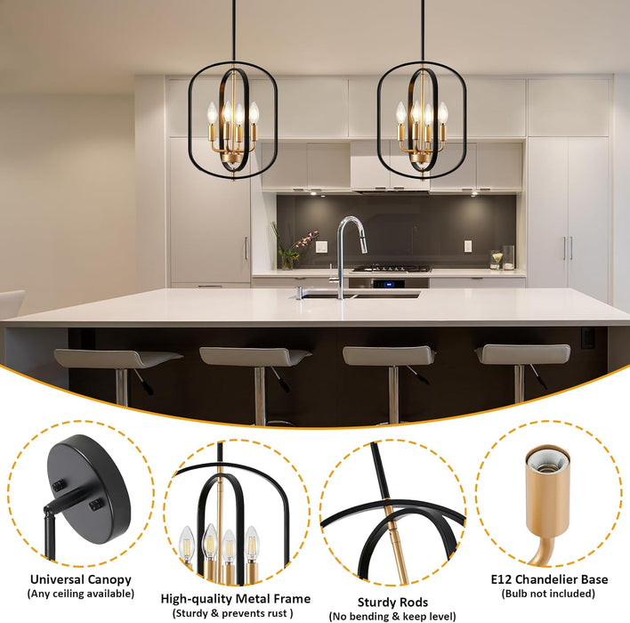 Black and Gold Chandelier for Dining Room Light Fixture, Chandelier for Entryway Light Fixture Foyer Lighting Fixtures Adjustable Modern Farmhouse Chandelier for Living Room Pendant Lights Kitchen