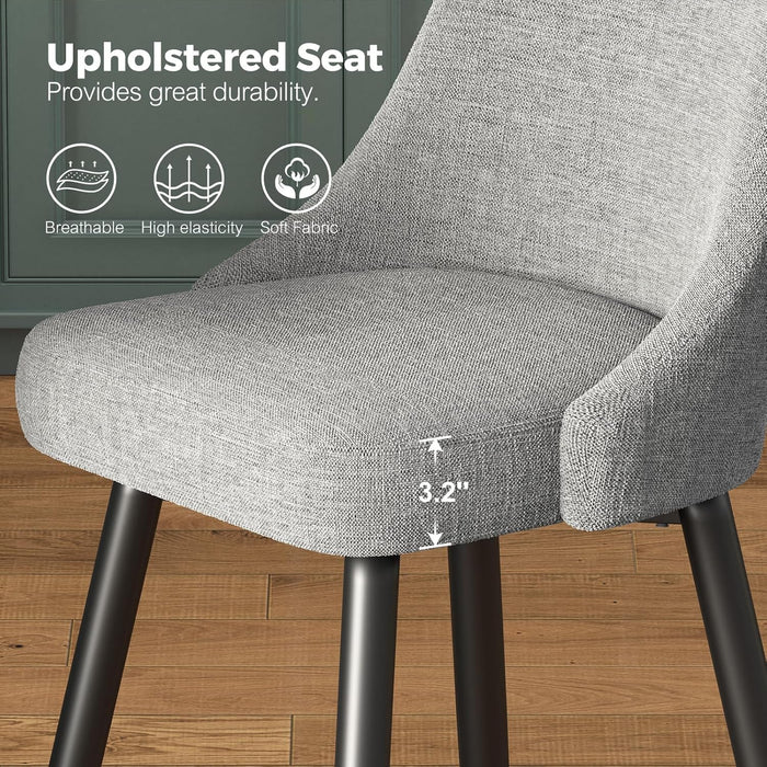 Swivel Bar Stools with Backs, 26" Counter Height Barstools Set of 2, Upholstered Linen Fabric High Chairs for Island Kitchen