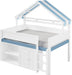 WhiteBlue Full Size Loft Bed WithIntegratedStorage