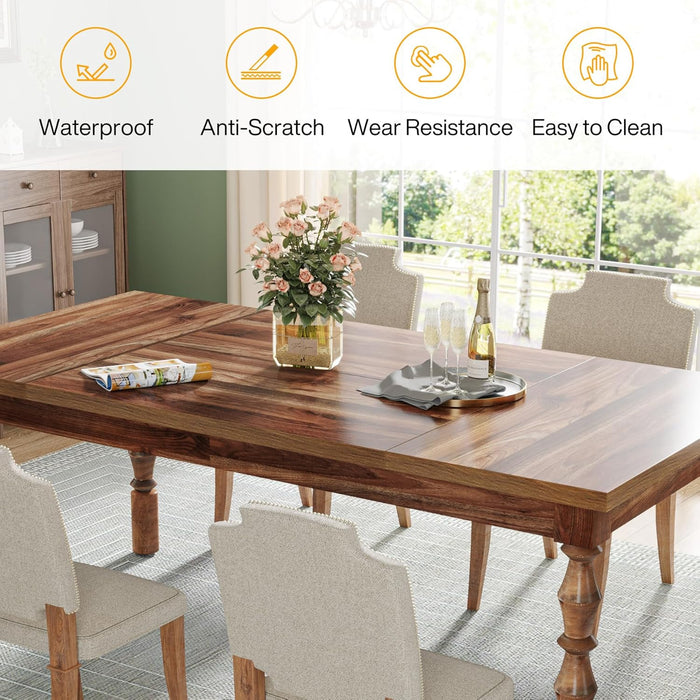 SixtyTwoInch Farmhouse Dining Table Wood Rectangular Modern