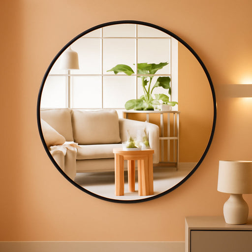 Black round Mirror 30 Inch, Wall Circle Mirror for Bathroom, Matte Framed