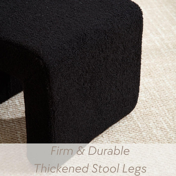 Modern Boucle Bench Black Sherpa Ottoman Bench for Entryway, Bedroom End of Bed, Set of 3 Small Sofa Footrest Extra Seating for Living Room, 20+50 Inch Bench