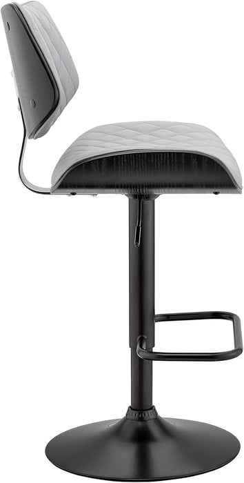 Leland Adjustable Grey Faux Leather and Black Finish Bar Stool