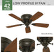 42 Inch Indoor Ceiling Fan No Light - Bronze Ceiling Fan without Light, Low Profile Flush Mount, 5 Blades, for Bedroom, Living Room, or Kitchen, Pull Chain - Low Profile IV 51061, New Bronze