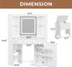 Vanity Desk with Mirror Lights, Storage Bench & Power Outlet, Corner Vanities with Rotating Cabinet & Drawers, 42.5" L Shaped Vanity Set, 3 Light Settings, for Women Girls, Modern White