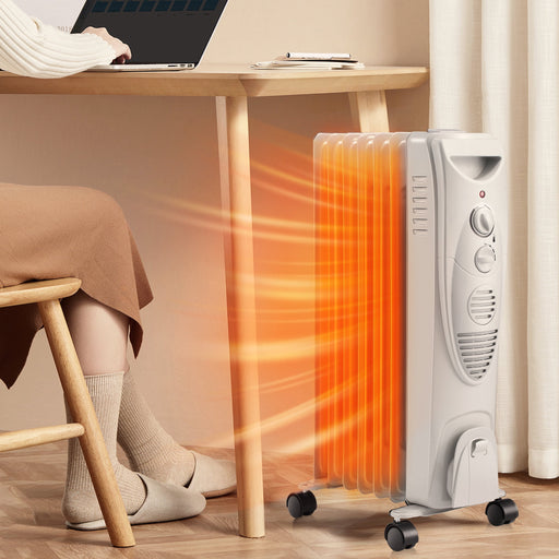 Electric Oil Filled Radiator Space Heater, Thermostat Room Radiant and Room Heater