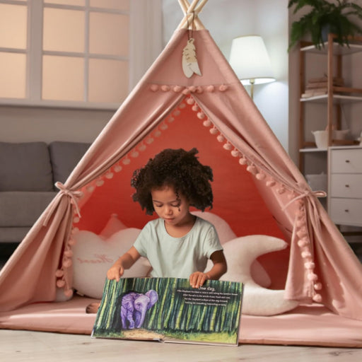 Teepee Tent for Kids with Padded Mat Foldable Tone Play Tents for Girl and Boy Canvas Tepee Playhouse for Child Indoor Outdoor