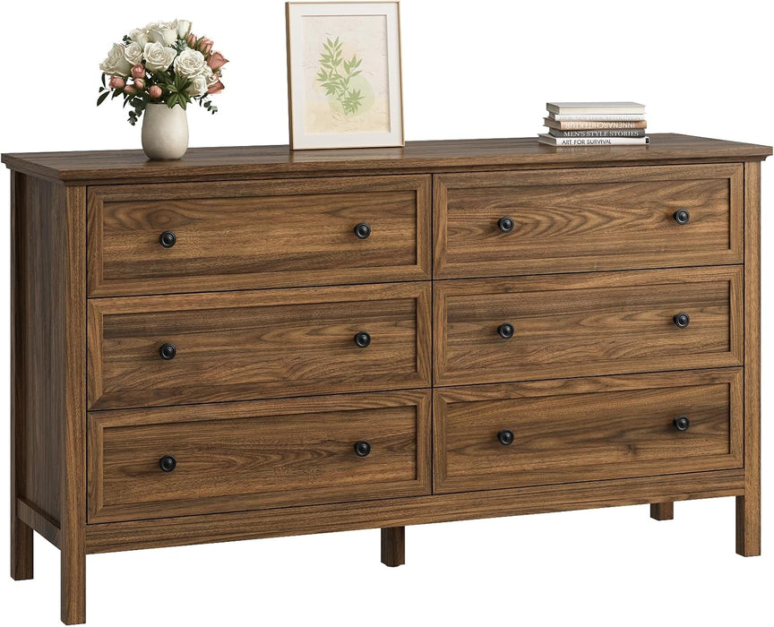55Inch Walnut BedroomSuite Dresser Six Drawers Premium